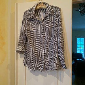 Notations - Black and White Geometric Blouse